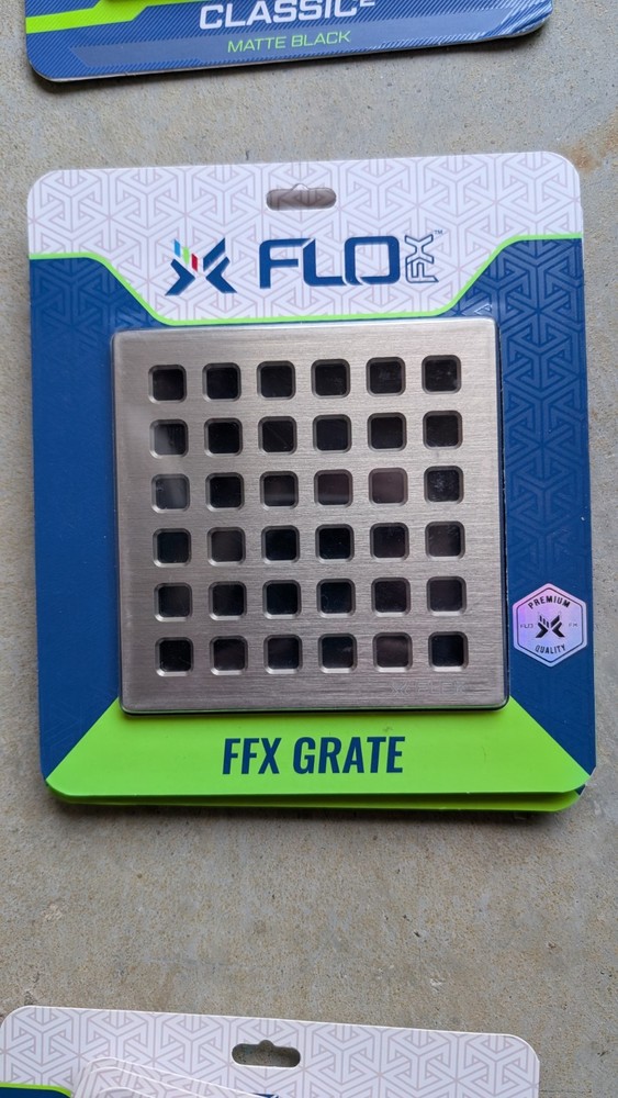 FloFX Classic Square Shower Drain Grate - Brushed Nickel