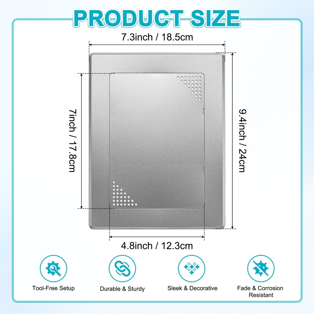 1-Pack Access Panel for Drywall, 7x5" Plastic [Grey, Ventilated Rectangle]