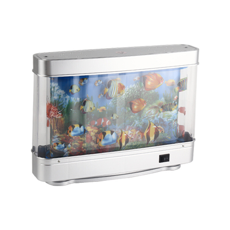 Fake Fish Tank Mini Aquarium Dynamic Image Decora Light Virtual Ocean Motion ~
