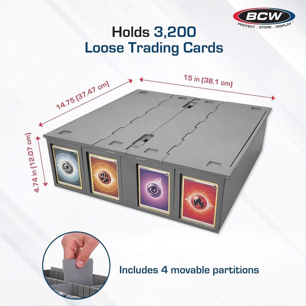 Storage Bin for Trading Cards - 3200 Capacity, Dustproof & Stackable