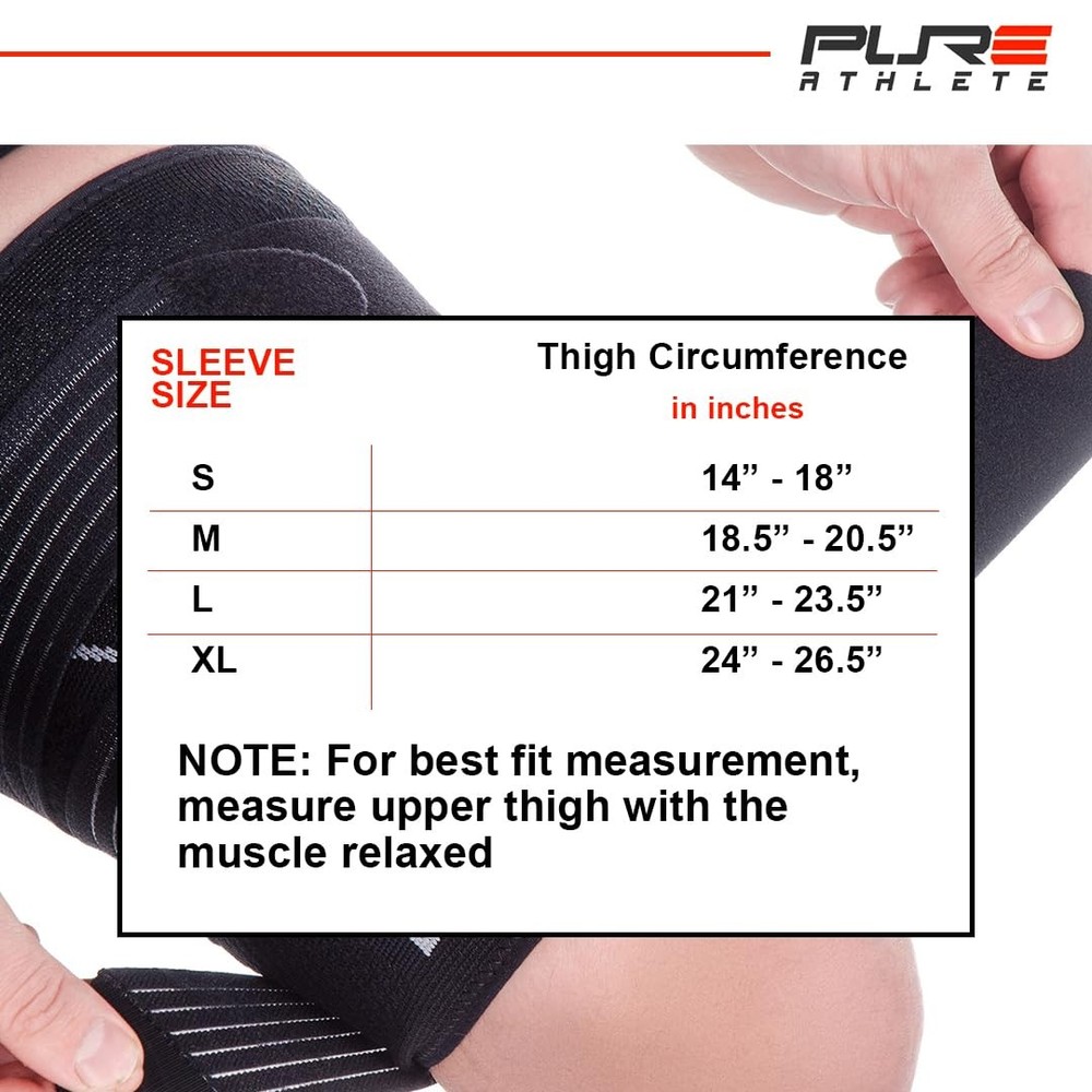 Pure Athlete Thigh Compression Sleeve – Adjustable Straps Quad Wrap Support Brac