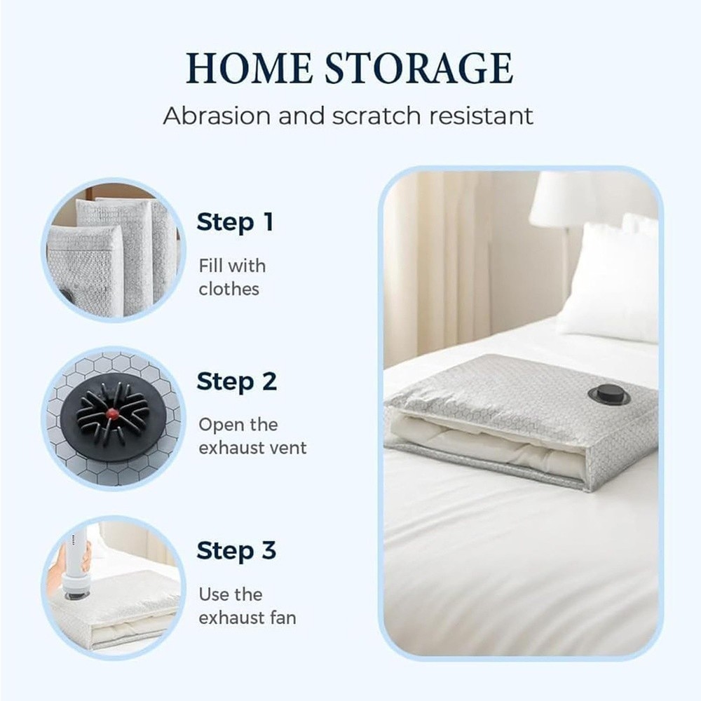 Vacuum Storage Bags Set with Manual Pump Maximize Packing Space Efficiently