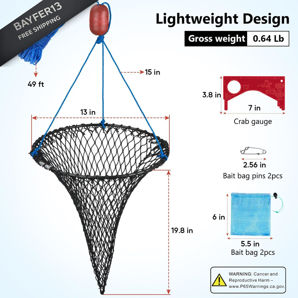 QualyQualy Foldable Crab Trap 2-Pack, Small Net Standard, Round-60cm