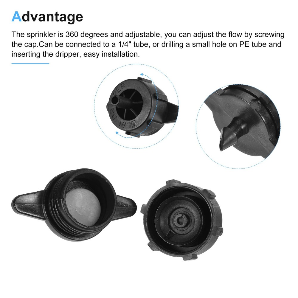 Adjustable Emitter Drip 4L/H 360 Degree Black 60pcs