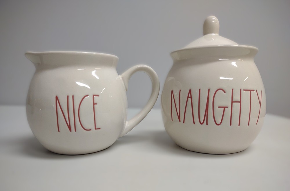 Rae Dunn Naughty & Nice Cream & Sugar Set
