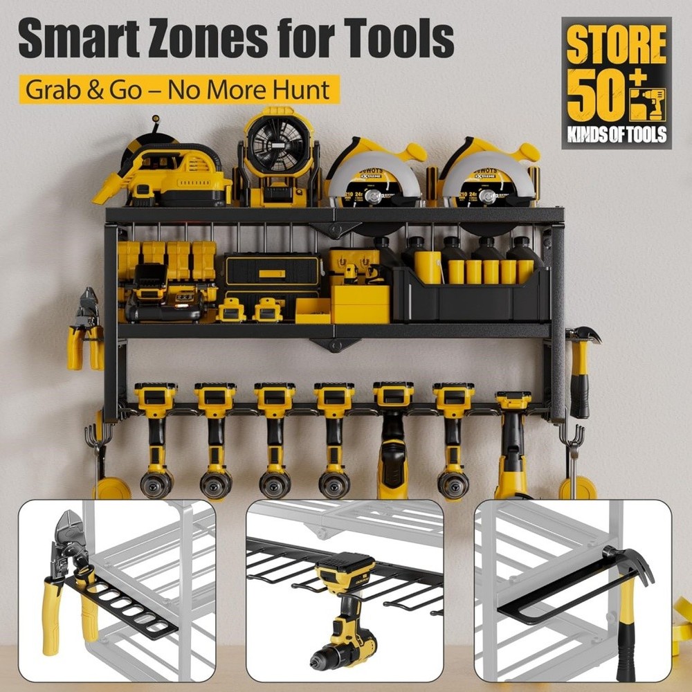 XXL Drill Power Tool Organizer Storage Rack Cordless Tool Rack Holder Wall Mount