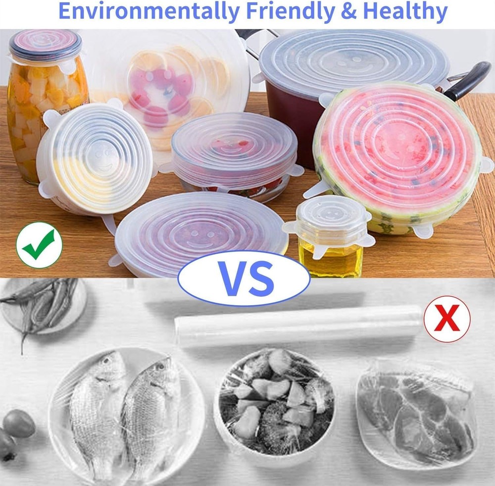 Eco-Friendly Silicone Stretch Lids - 18 Pack with 6 Sizes for All Containers