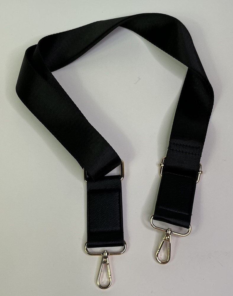 Adjustable Nylon Print Crossbody Strap Replacement Gold Hardware Black