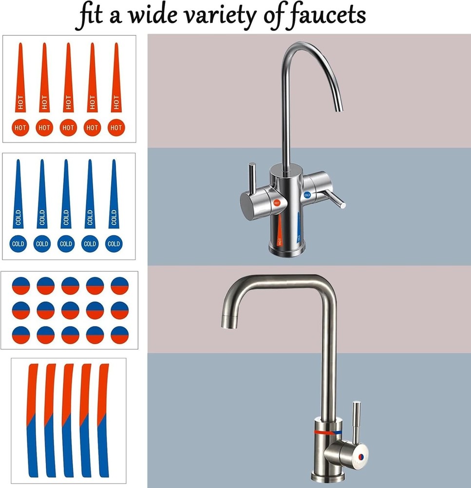 Waterproof Hot & Cold Faucet Stickers – Clear Indicator Labels for Kitchens &...