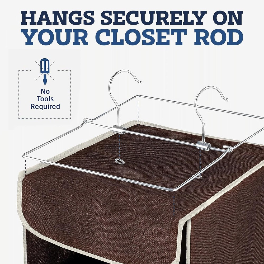 5-Shelf Hanging Closet Organizer - Stylish Space-Saving Solution for Closets