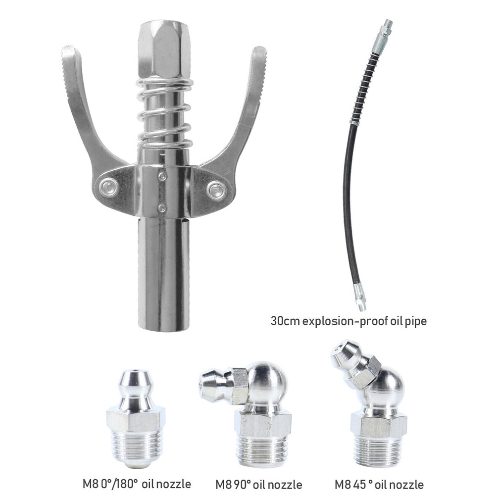 2PCS Grease Gun Coupler Double Handle High Pressure Quick Release Lock Nozzles