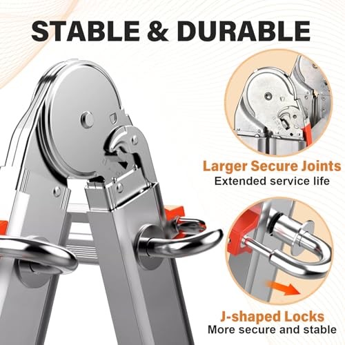 A Frame 3 Step Extension Ladder, 11 Ft Multi Position Ladder with 11FT Orange