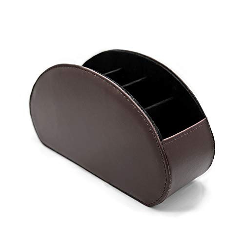 Remote Control Holder Organizer Table Desk Leather Control Storage Dark Brown