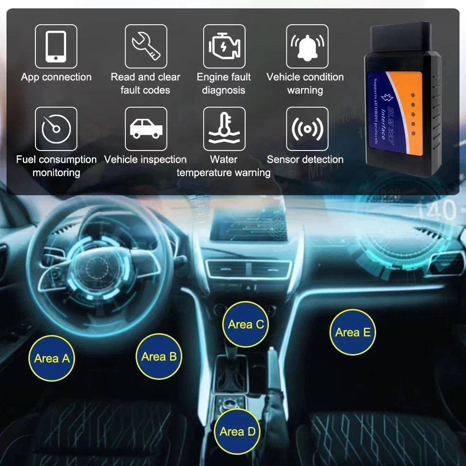 ELM327 V2.1Bluetooth OBD2 Code Reader Car Diagnostic Scanner for Android and iOS