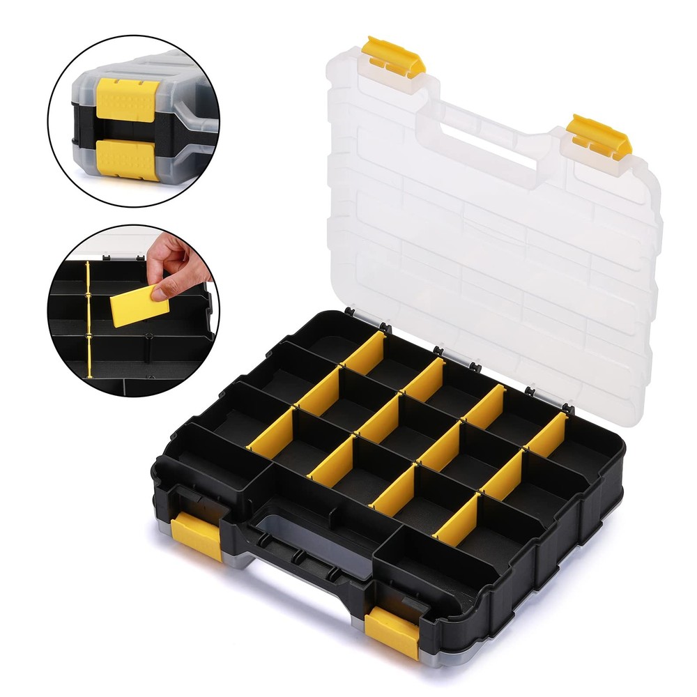 2PCS Double Side Tool Organizer with Customizable/Removable Plastic Dividers,...
