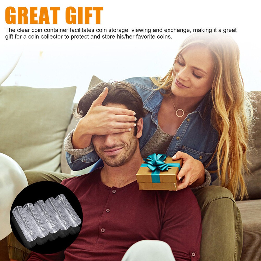 300PCS 19mm Coin Capsule Storage Holder Box Round container case Plastic Direct.