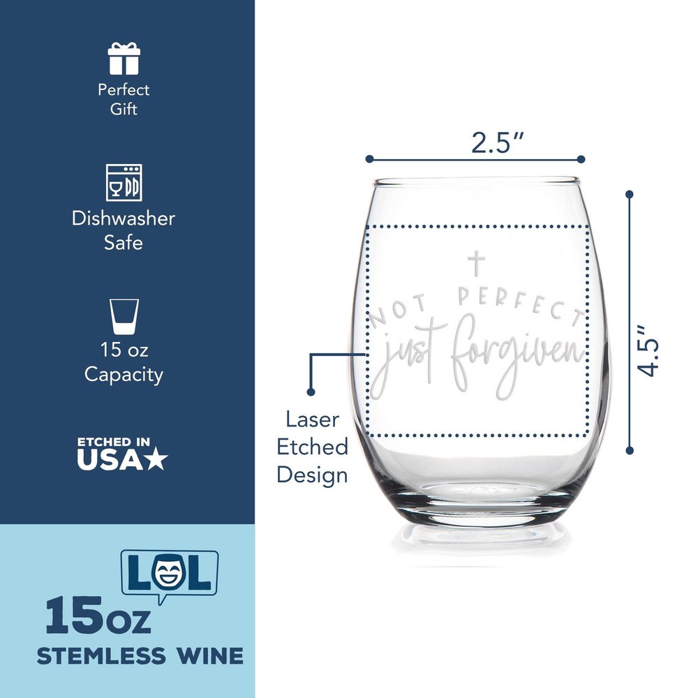 Not Perfect Forgiven Wine Glass Christian Religious Gift