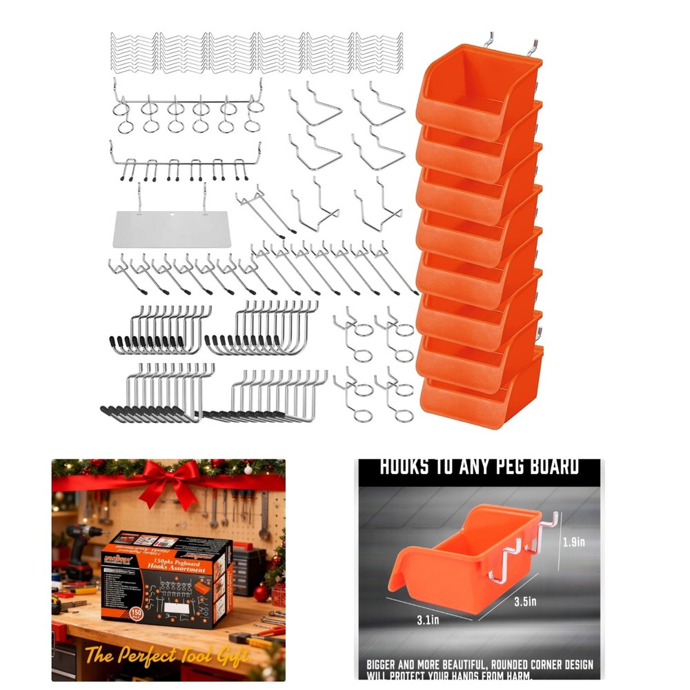 Ultimate 150 PCS Pegboard Hook Assortment Kit – Rust-Resistant Tool Organizer