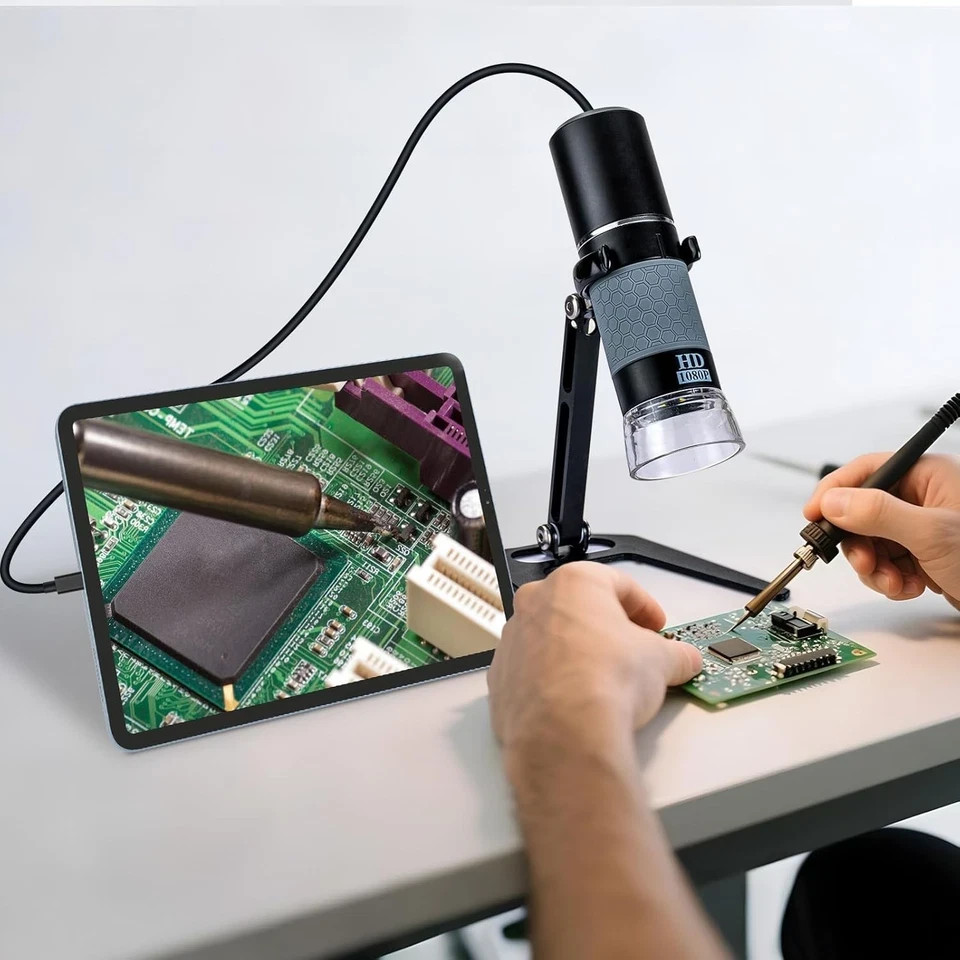1080P USB Microscope with Metal Stand, 50X-1000X Handheld Digital Microscope
