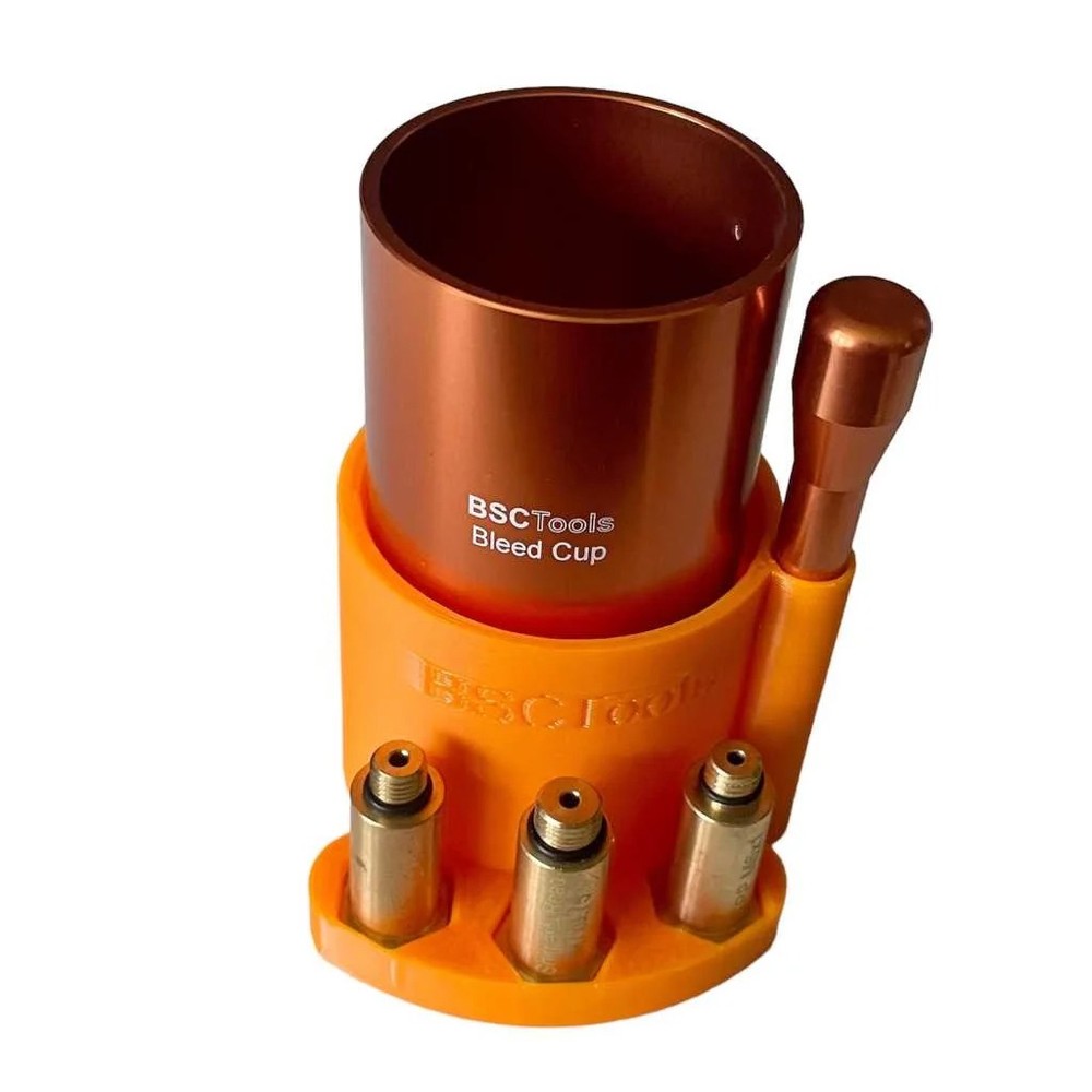 BSC Tools Brake Bleed Cup Set (Cup, Plunger, Stand, 3xAdapters)