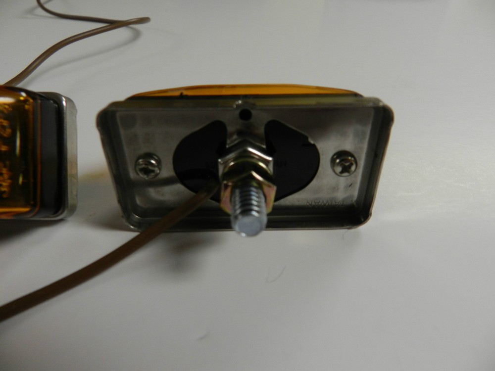 (2) LED Light AMBER 1-1/8 x 2-1/8 stud mount Clearance marker trailer 3 diode