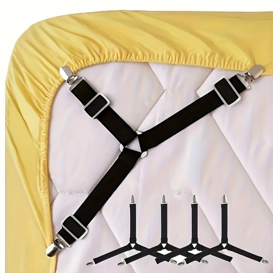 4PCS Bed Sheet Clips Anti Slip Adjustable Straps for Sheets Tablecloth