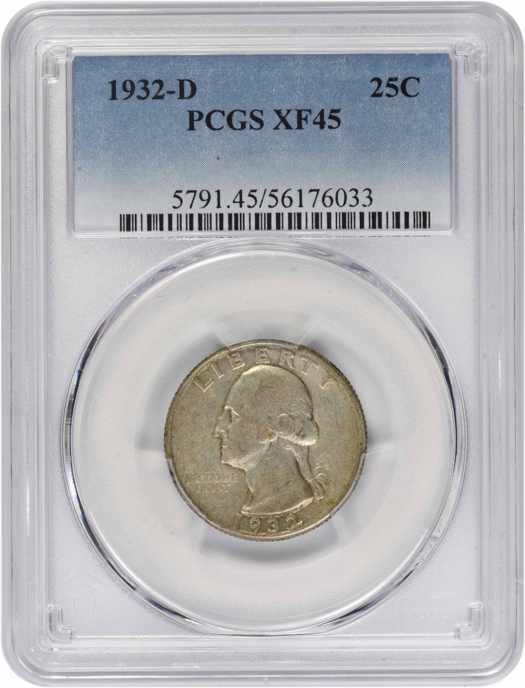 1932-D Washington Silver Quarter EF45 PCGS