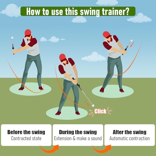 Retractable Golf Swing Training Aid - Portable Grip Trainer with Click