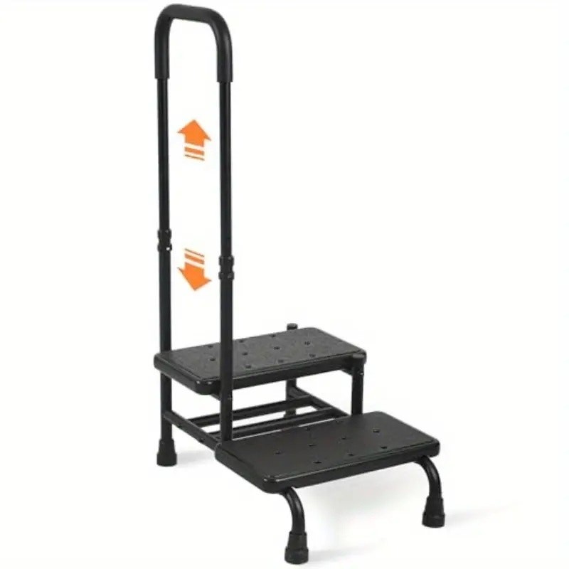 NWT ~ Large Black Heavy Duty 2-Step Stool with Tall Handle - 350 lbs Capacity