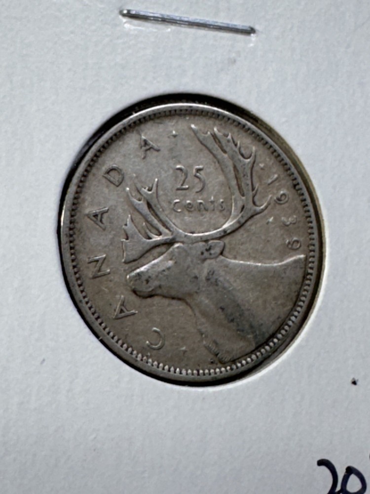 1939 Canada 25 Cents Silver Coin