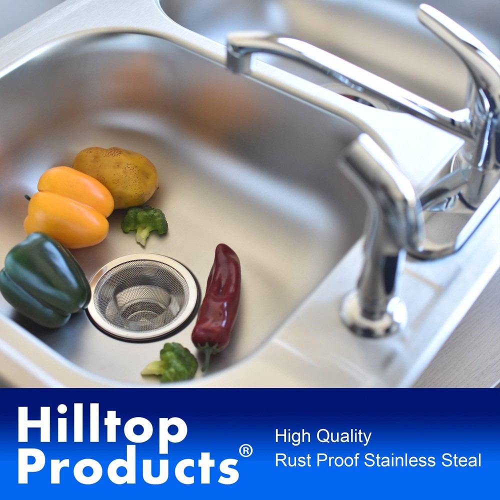 2 Pack - 4.5" Top / 3" Mesh Basket - Kitchen Sink Drain Strainer Silver