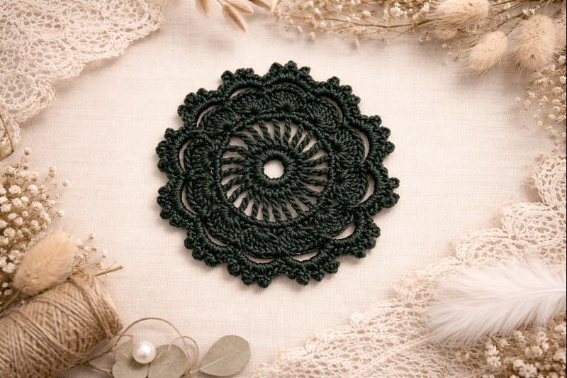 Crocheted Doily, Sewing Notion, Textile Ephemera