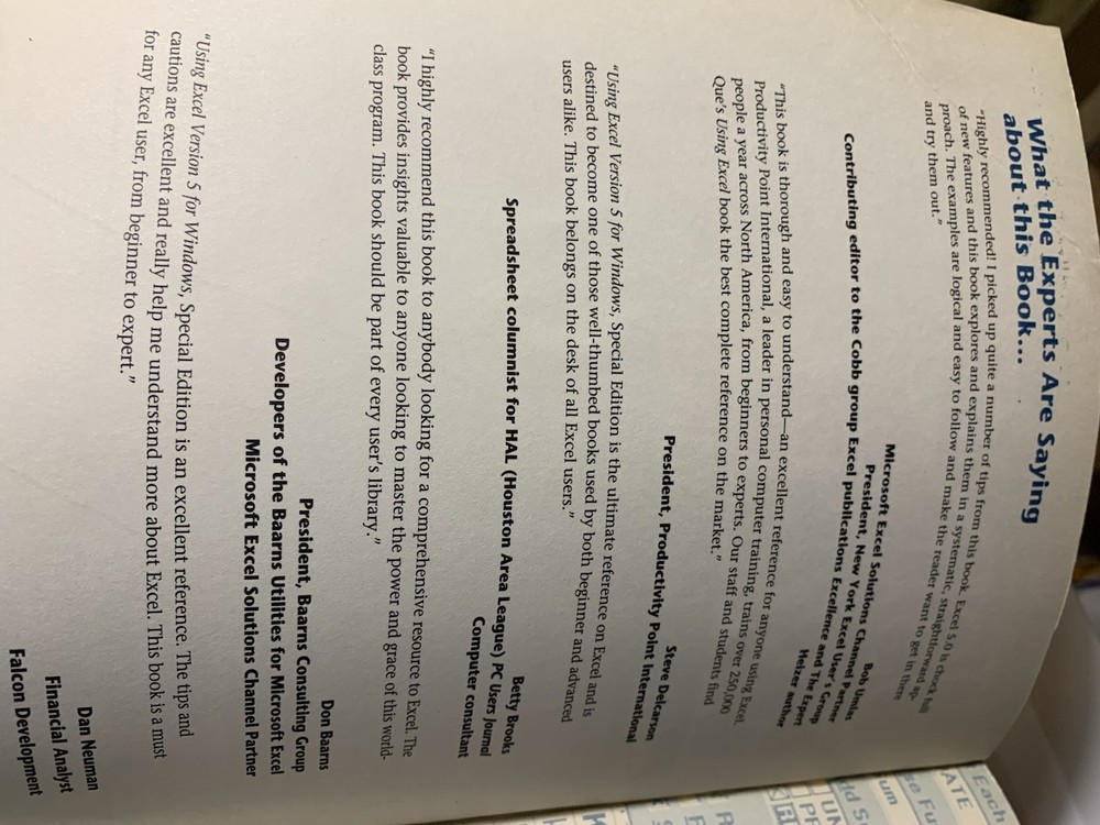 Using Excel Version 5 for Windows Special Edition 1993, QUE