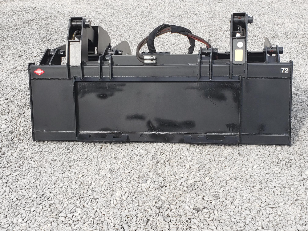 72″ Severe Duty Solid Bottom Bucket Grapple Fits Skid Steer Quick Attach Loader