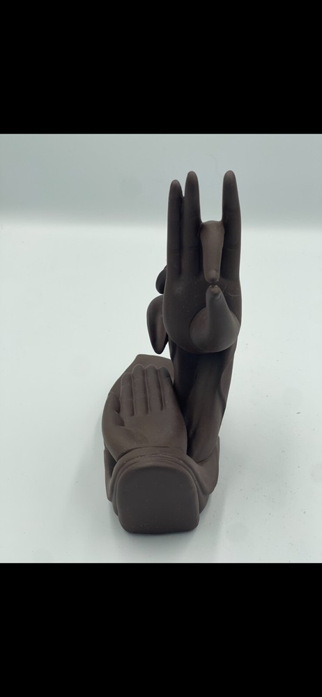 Ceramic Hand Backflow Incense Burner Sculpture 8" Tall Pre-owned