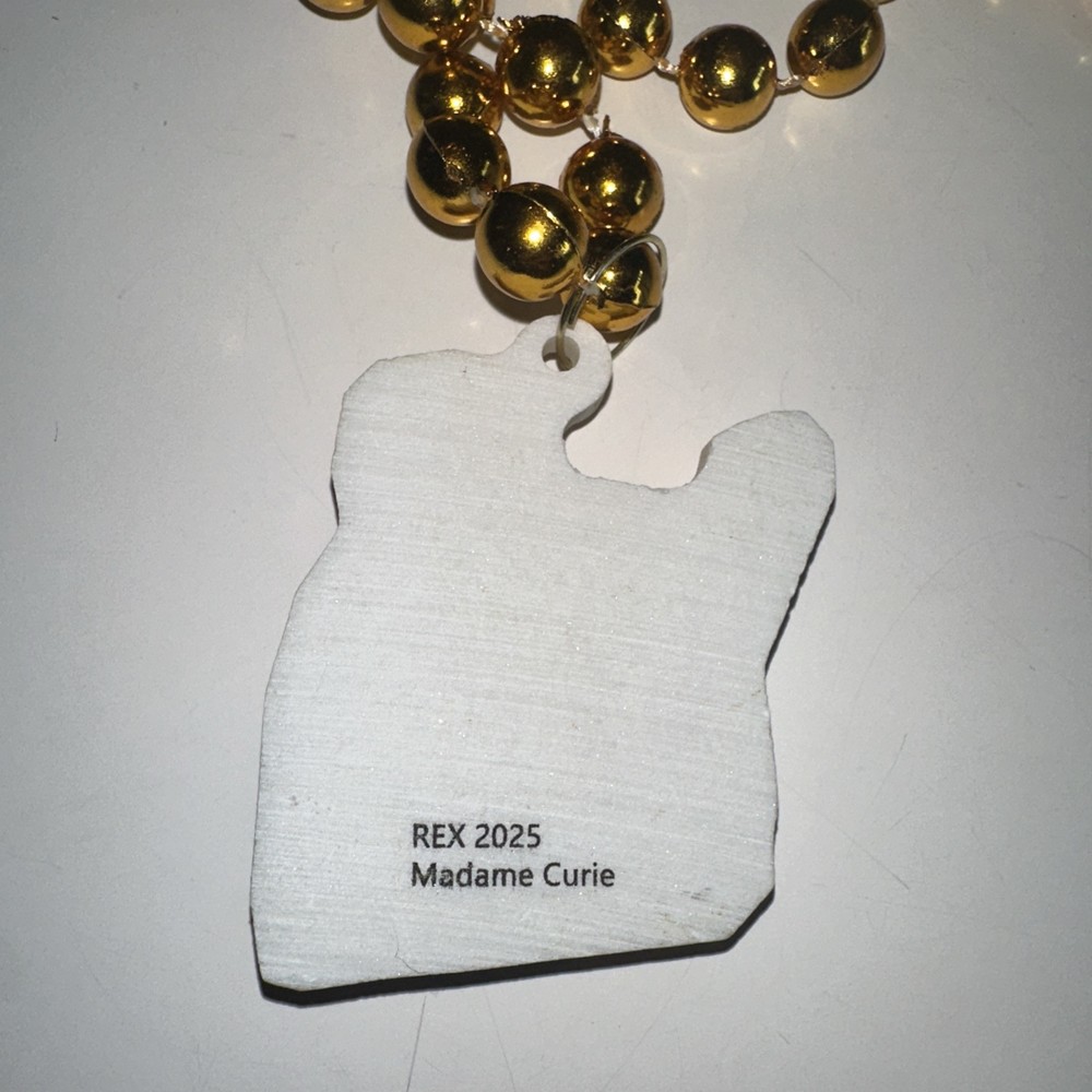 Mardi Gras 2025 Rex Float Bead Madame Curie