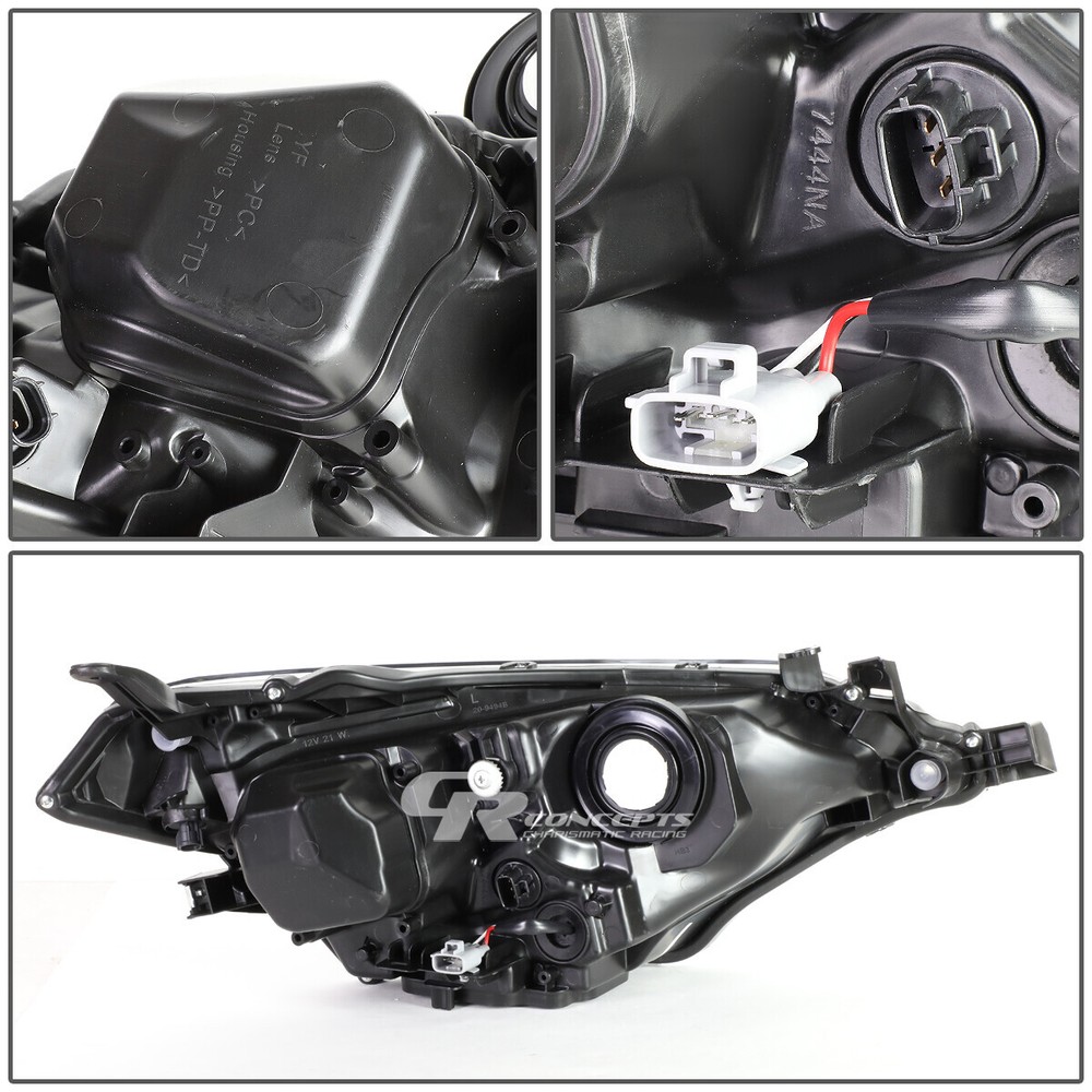 Pair Black Clear LED Projector Headlight Lamps for 2014-2016 Toyota Corolla