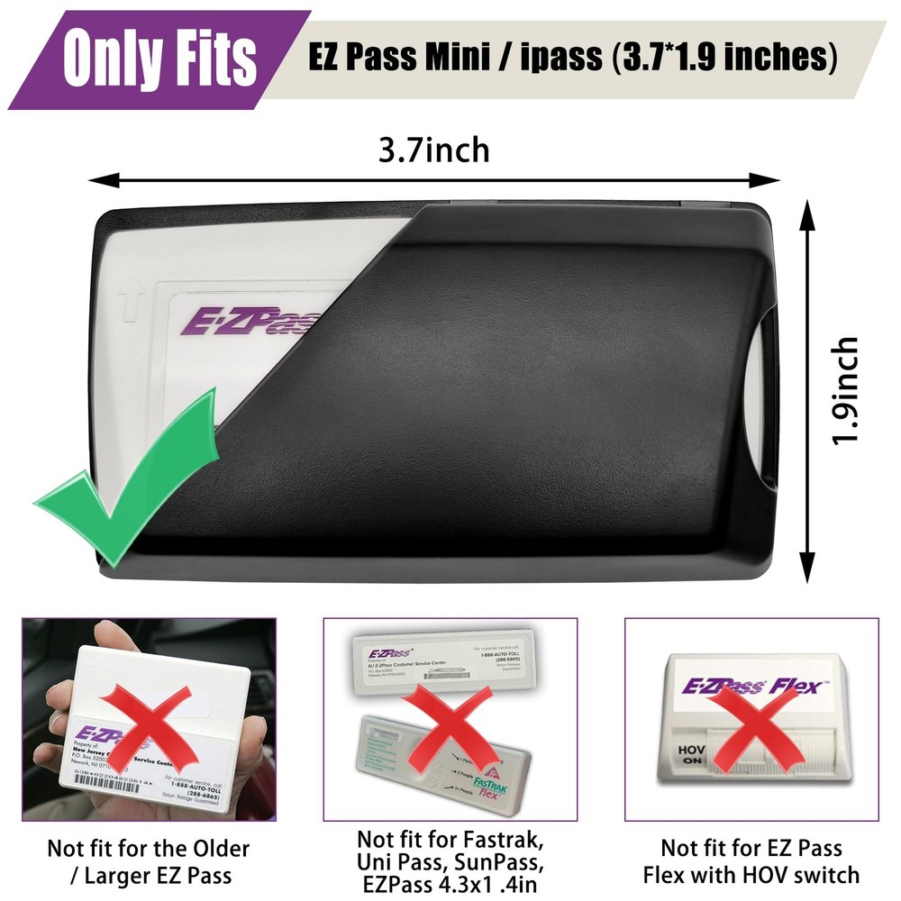 Windshield EZ Pass Holder - Super Strong Suction Cup Mount for EZ Pass, iPass...