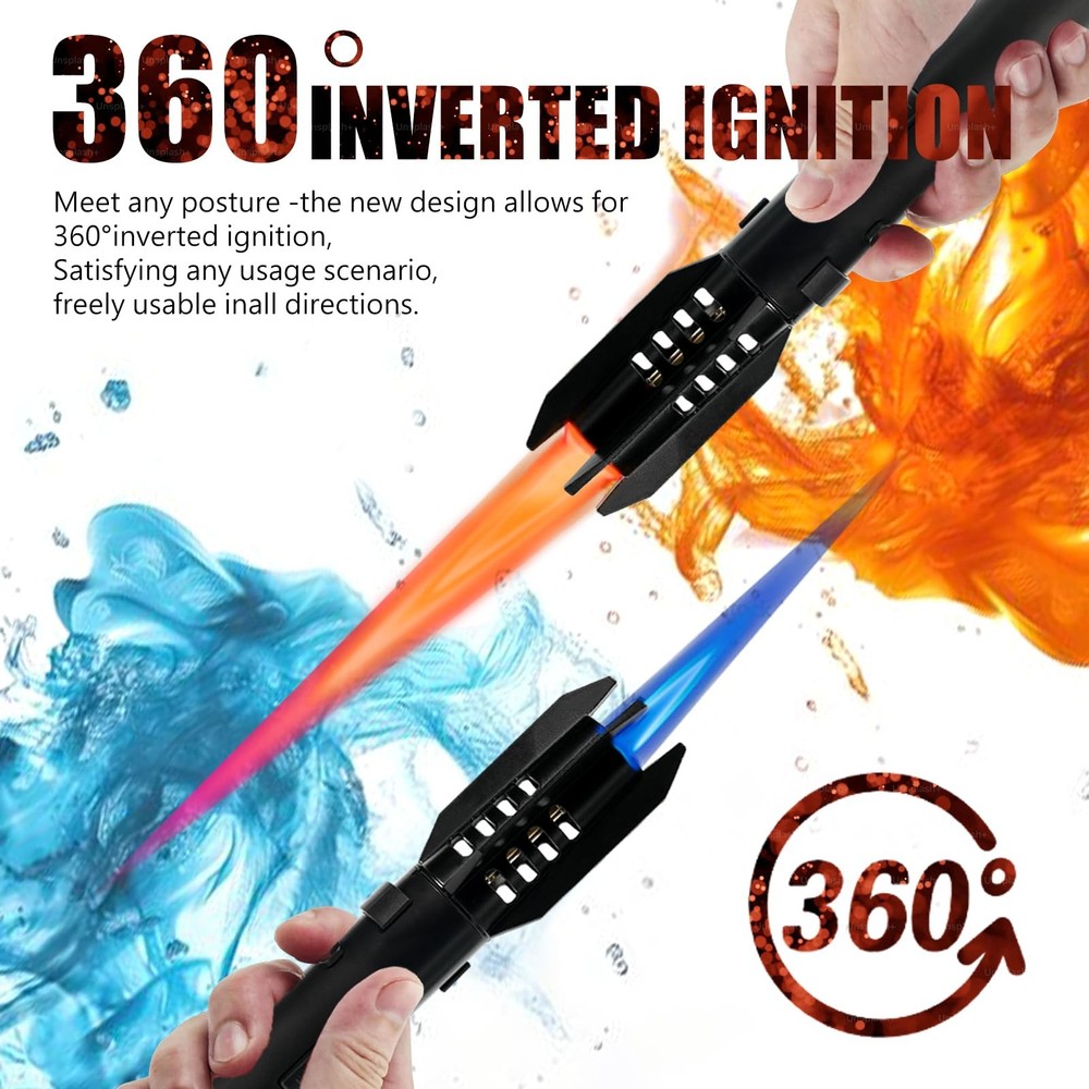 Camping Lighter, Torch Lighter, Straight Flame Bright Fire Refillable Windpro...