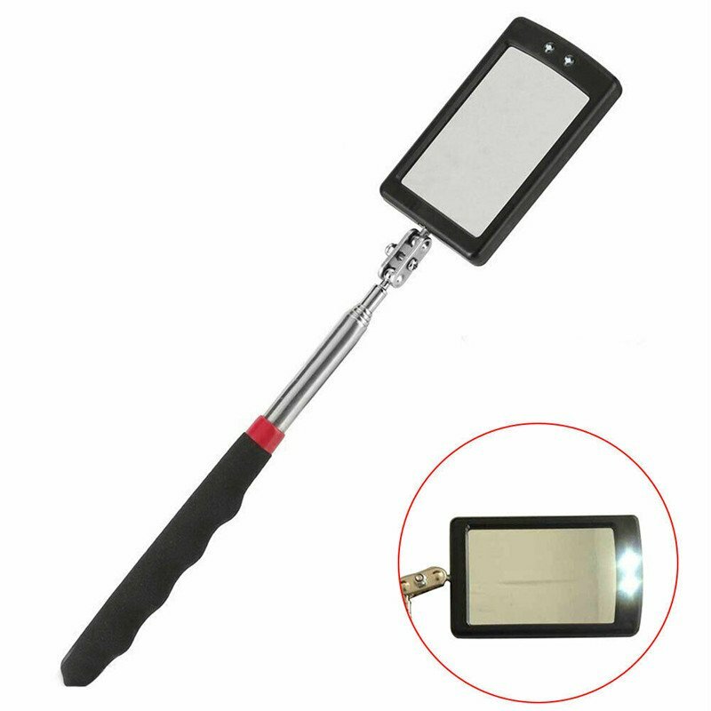 Lighted Inspection Mirror Telescoping Illuminate LED Swivel Light Extends Tool