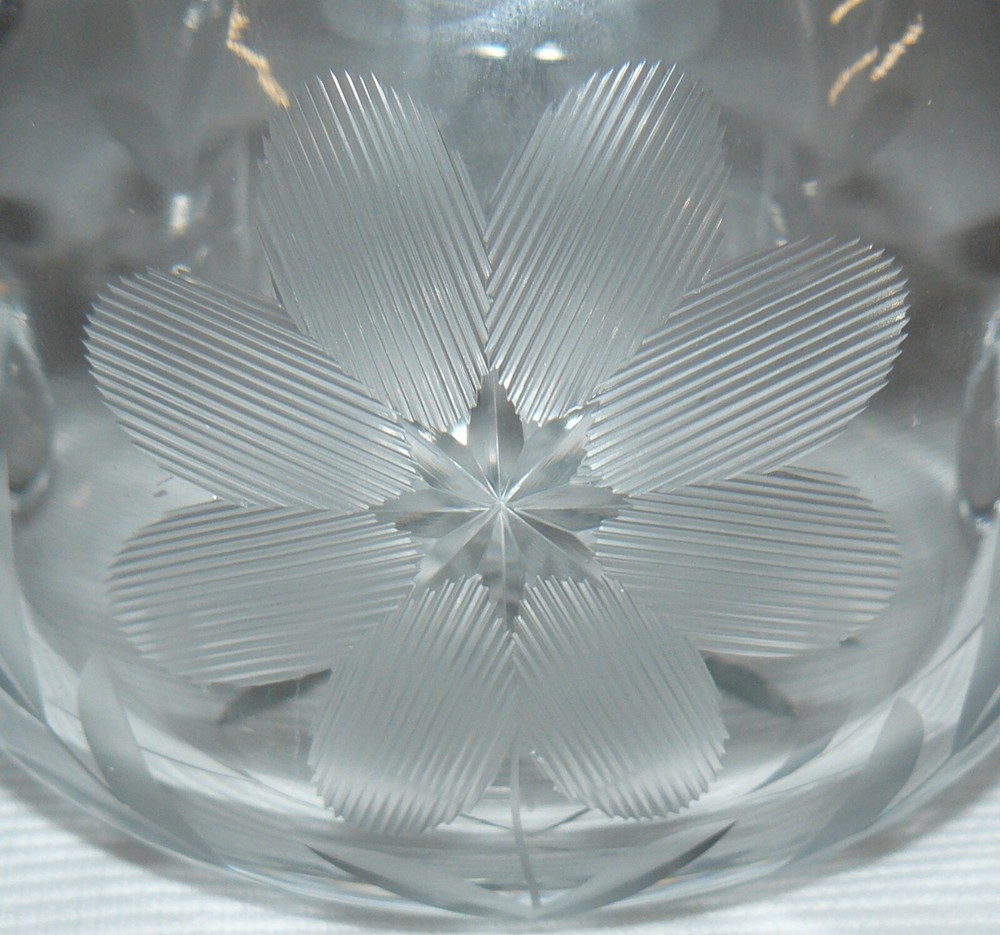 Thick Glass Cream & Sugar Bowls Flower Star Pattern 3"