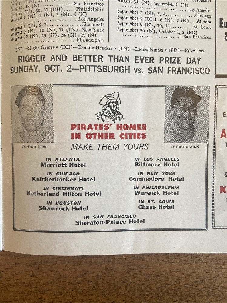 Pittsburgh Pirates vs Cincinnati MLB Program / Scorecard 1966 Scored Clemente