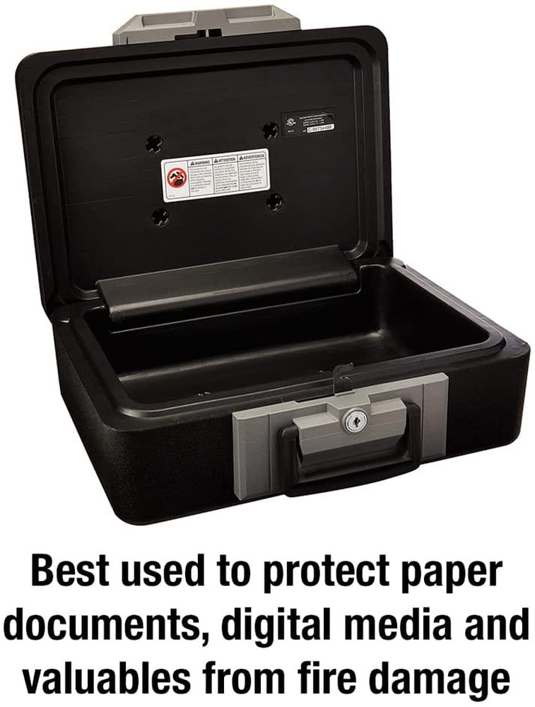 Fireproof Safe Box with Key Lock, Chest Safe with Carrying Handle to Secure Mone