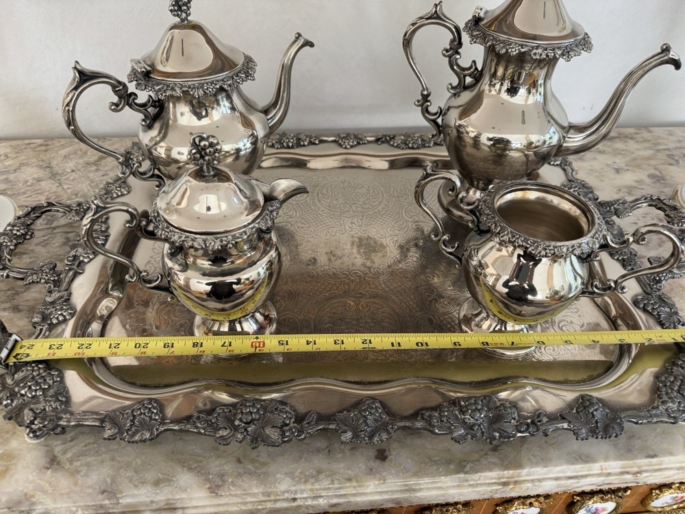 Birmingham 5 piece Tea set Silver on copper