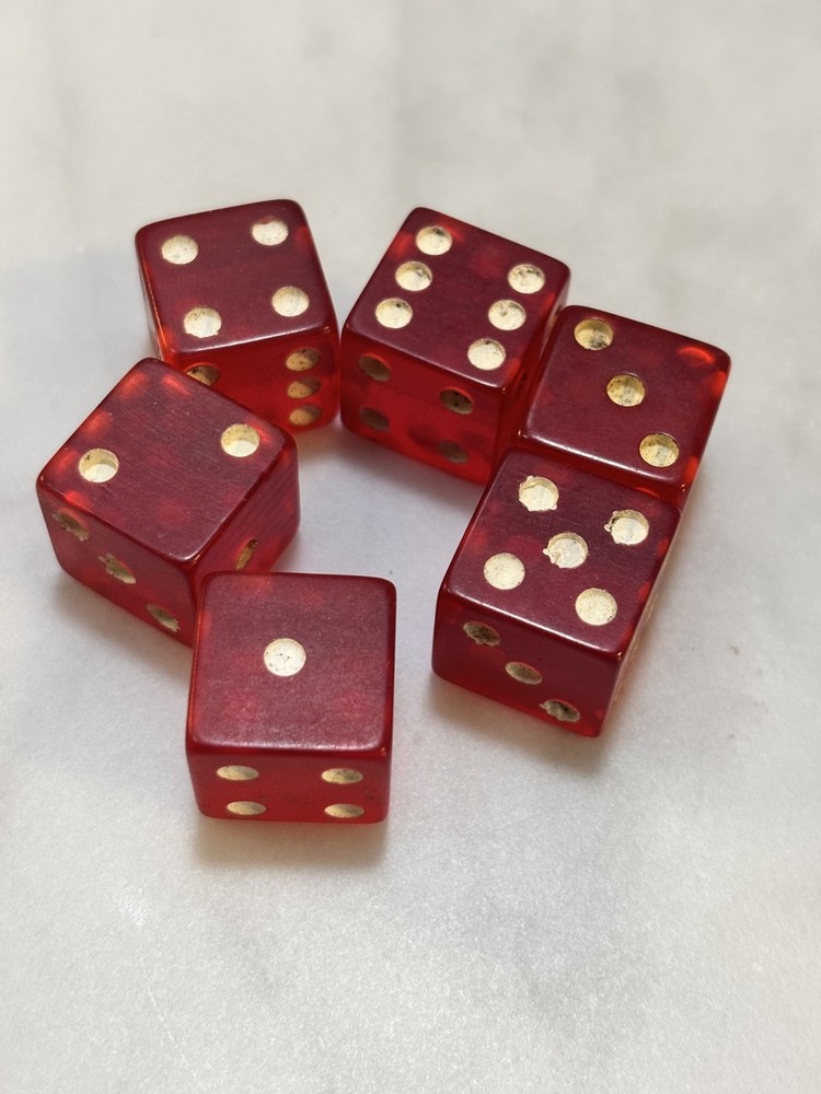 Vintage Translucent Red Bakelite Dice