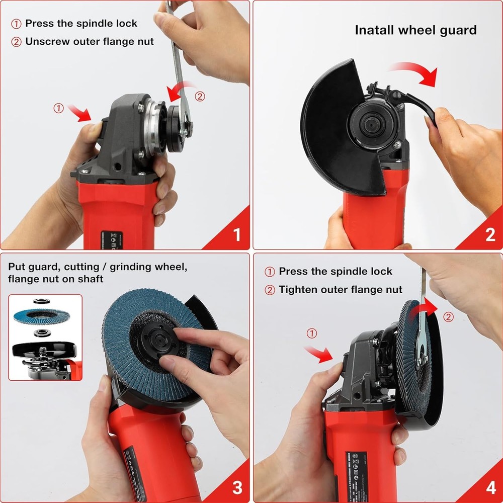 Angle Grinder Tool 7.5Amp 4-1/2 Inch, 6-Variable-Speed Grinders Power Tools, Ele