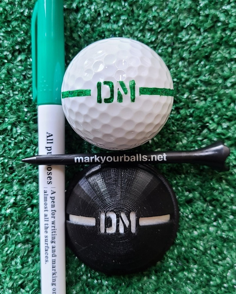 Personalized Golf Ball Stencil - Custom Initials between Alignment lines.