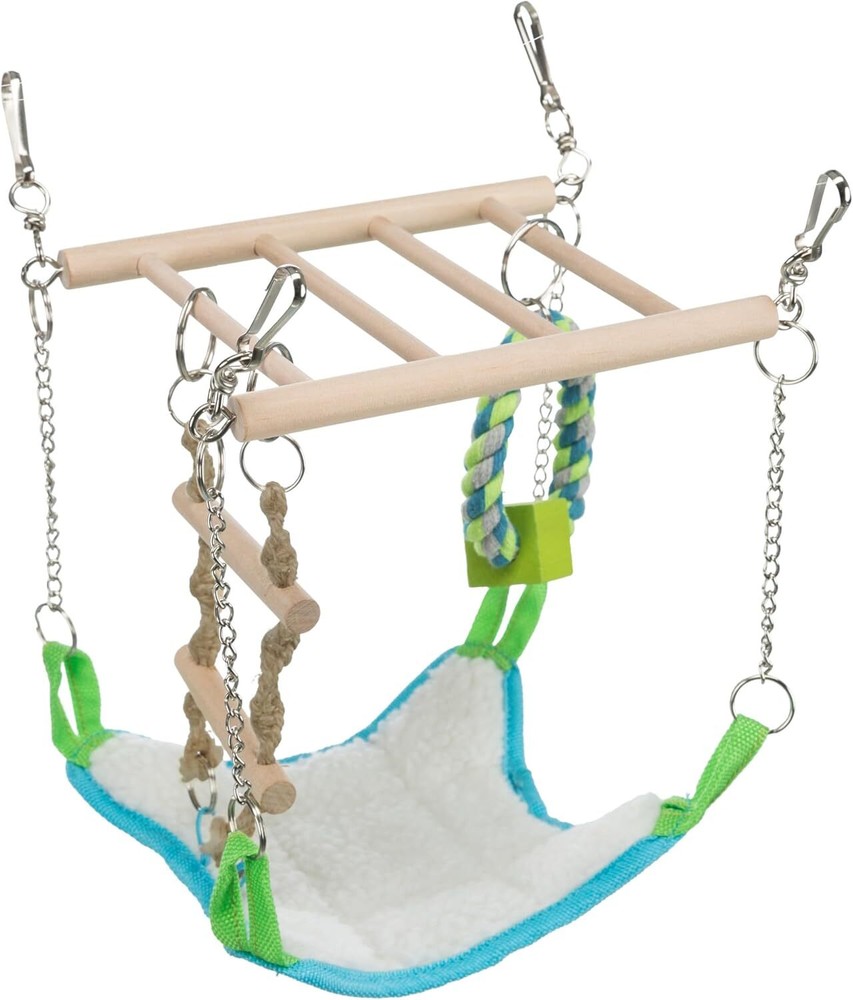 Small Animal Suspension Bridge, Hanging Cage Accessory with Hammock