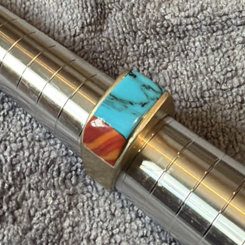 Native American Ring - Sterling Silver & Stone (9.75)