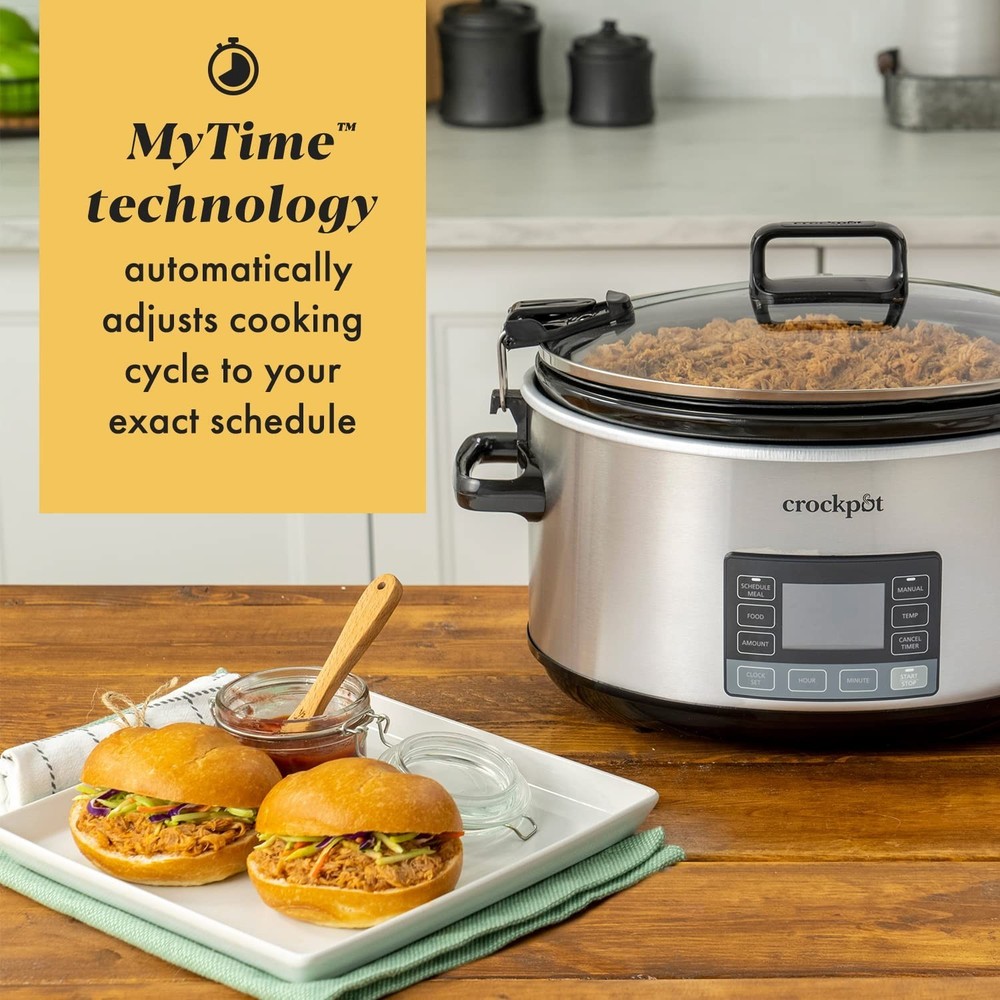Crock-Pot 7-Quart Slow Cooker, Portable Programmable with Timer, Locking Lid,...